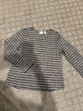 Chico's Gray Striped Long Sleeve Tee